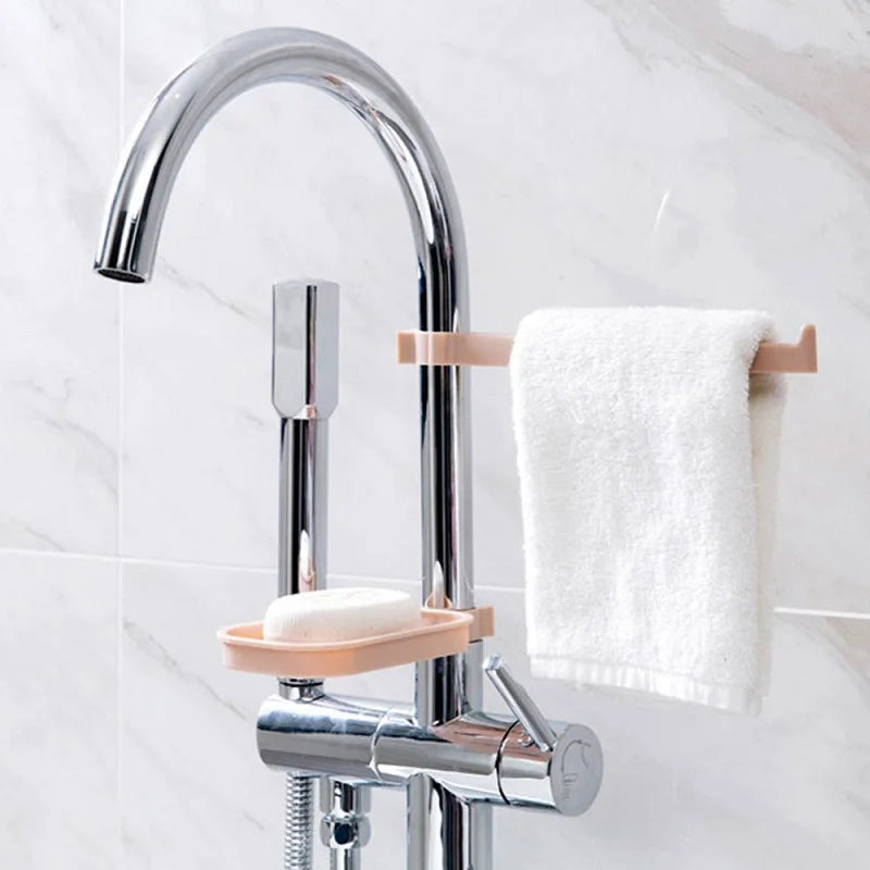 Blue Pink Sink Hanging Rack Dishcloth Towel Holder Water Tap Drain Shelf Space Saver Kitchen Pipe Kitchen StorageHand basin tool