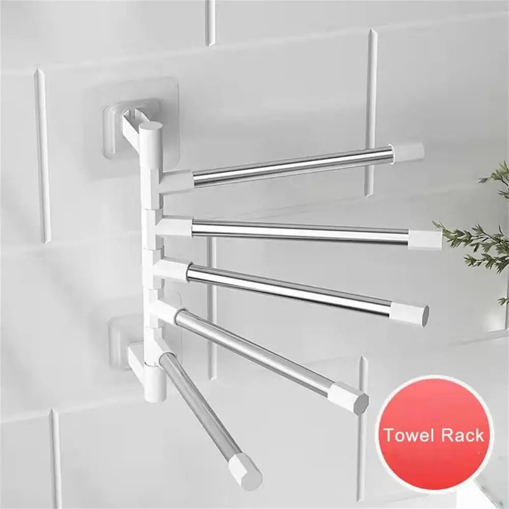 Towel Rack Bathroom Accessories Rotatable Towel Holder Space Aluminum 2/3/4/5/6/7/8 -Bar Hanging Wall Mounted Towel Hanger