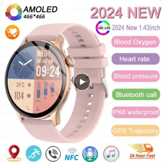 NFC Smart Watch Ladies 466*466 HD Screen Health Tracker