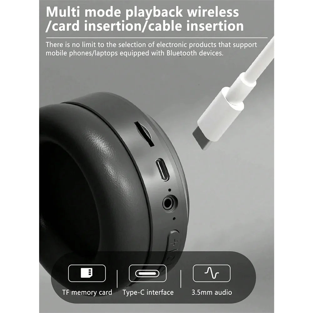 Wireless On-Ear Headphones V5.3 Hands-Free Calling Gaming Headphones Foldable Headset Compatible For Ios Android Phones