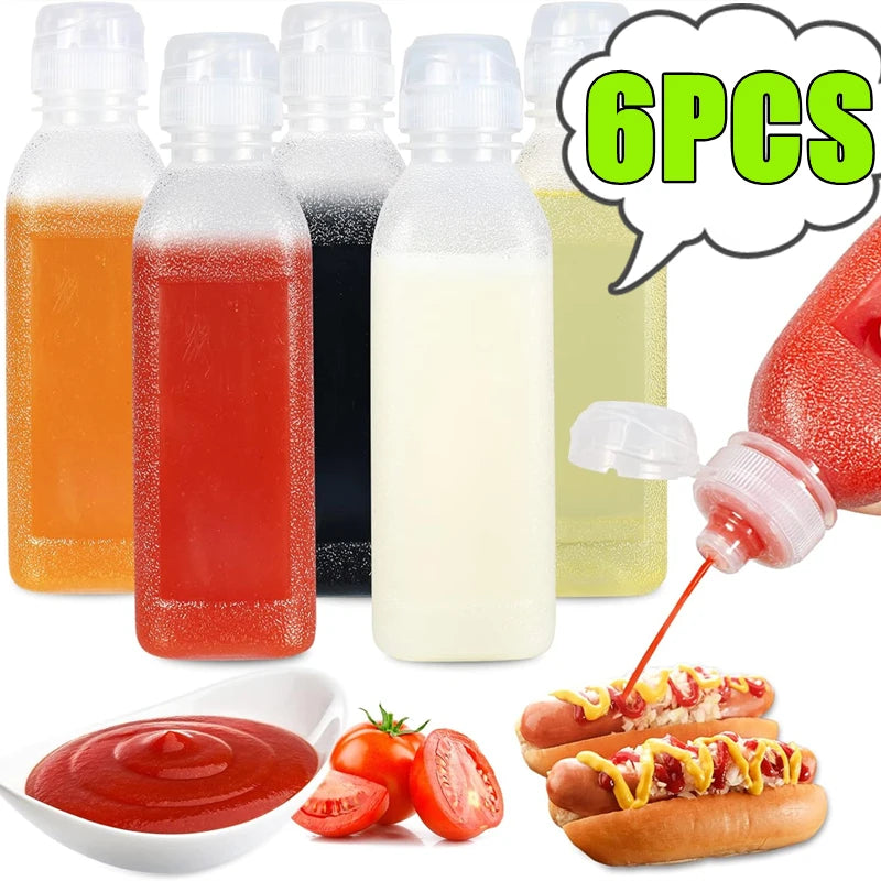 New 6-1Pc 300ml/500ml Kitchen Squeeze Oil Bottle Dispenser Oil Spray Bottle Condiment Cooking Ketchup Mustard Vinegar Olive Oil