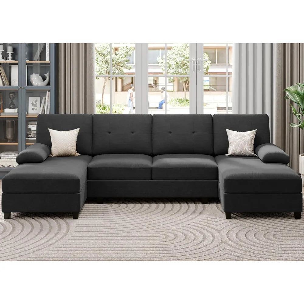 Sectional Sofa Couches for Living Room, U-Shaped Sofa Couch Living Room Furniture Sets Clearance with Double Chaises