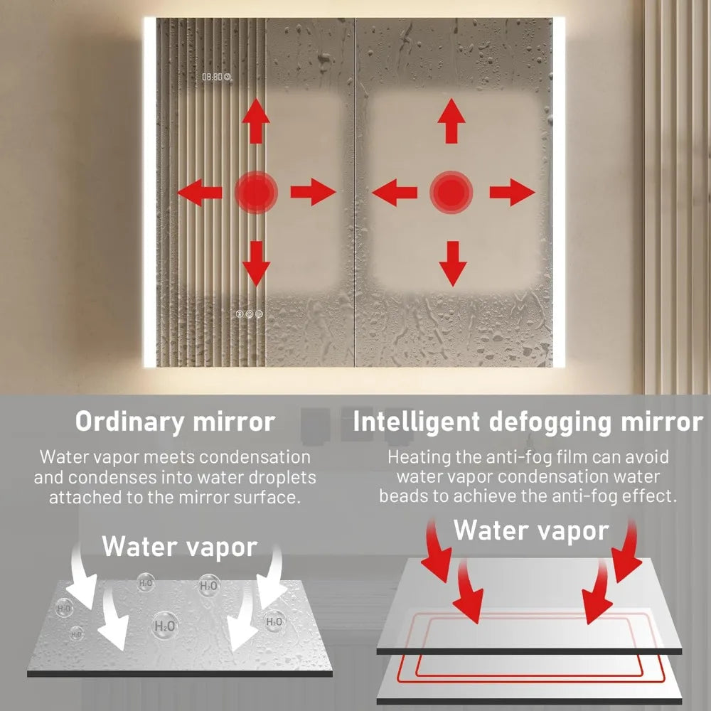 36 X 30 inch Bathroom Medicine Cabinet with LED Mirror, PIR Motion Sensor, Anti-Fog 3 Color Light & Brightness Adjustment