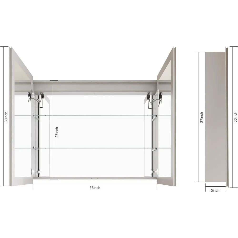 36 X 30 inch Bathroom Medicine Cabinet with LED Mirror, PIR Motion Sensor, Anti-Fog 3 Color Light & Brightness Adjustment