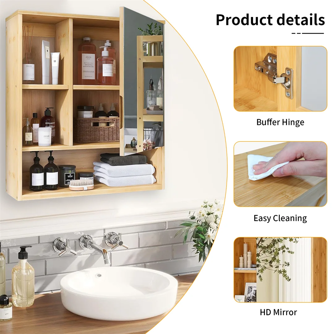 LUVODI Multifunctional Cabinet Cupboard Wall Mounted Bathroom Vanity Mirror Cabinet Medicine Cabinet with Spacesaver Storage