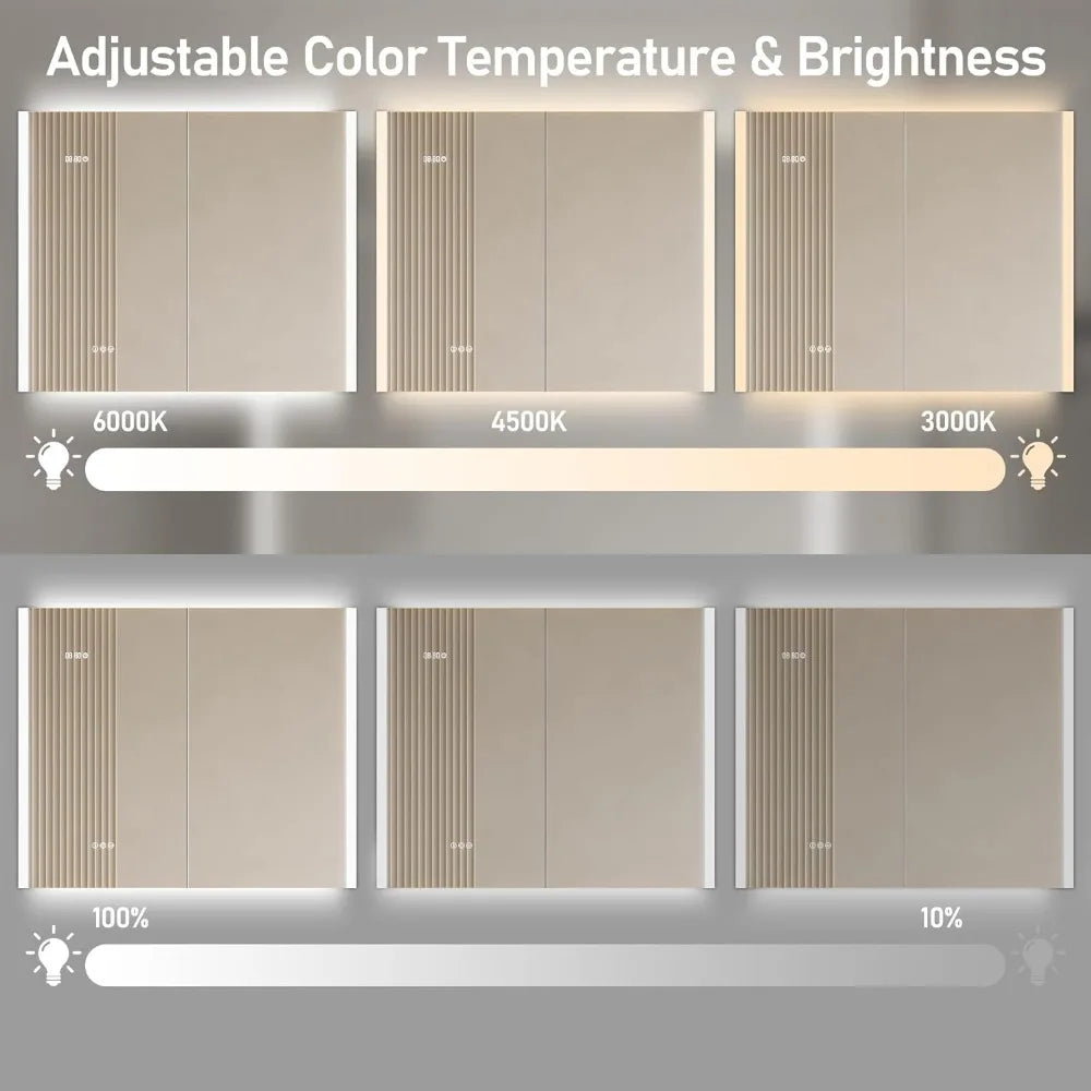 36 X 30 inch Bathroom Medicine Cabinet with LED Mirror, PIR Motion Sensor, Anti-Fog 3 Color Light & Brightness Adjustment