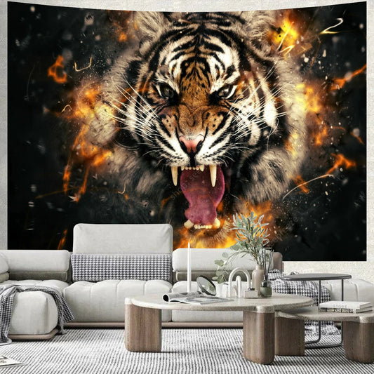 Fierce Tiger Tapestry Wall Hanging for Bedroom Living Room Collage Dorm Decor Gothic Home Decor Outdoor Carpet Gift for Friends