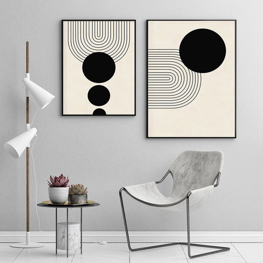 Abstract Geometric Art Print Line Drawing Poster Beige And Black Arch Canvas Painting Modern Wall Picture Living Room Home Decor