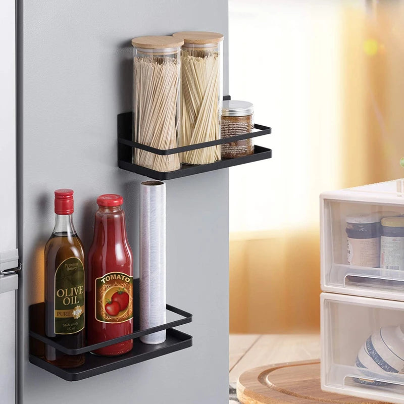 Magnetic Spice Rack Organizer Refrigerator Spice Rack Single Tier Fridge Spice Storage Shelf Kitchen Space Saver