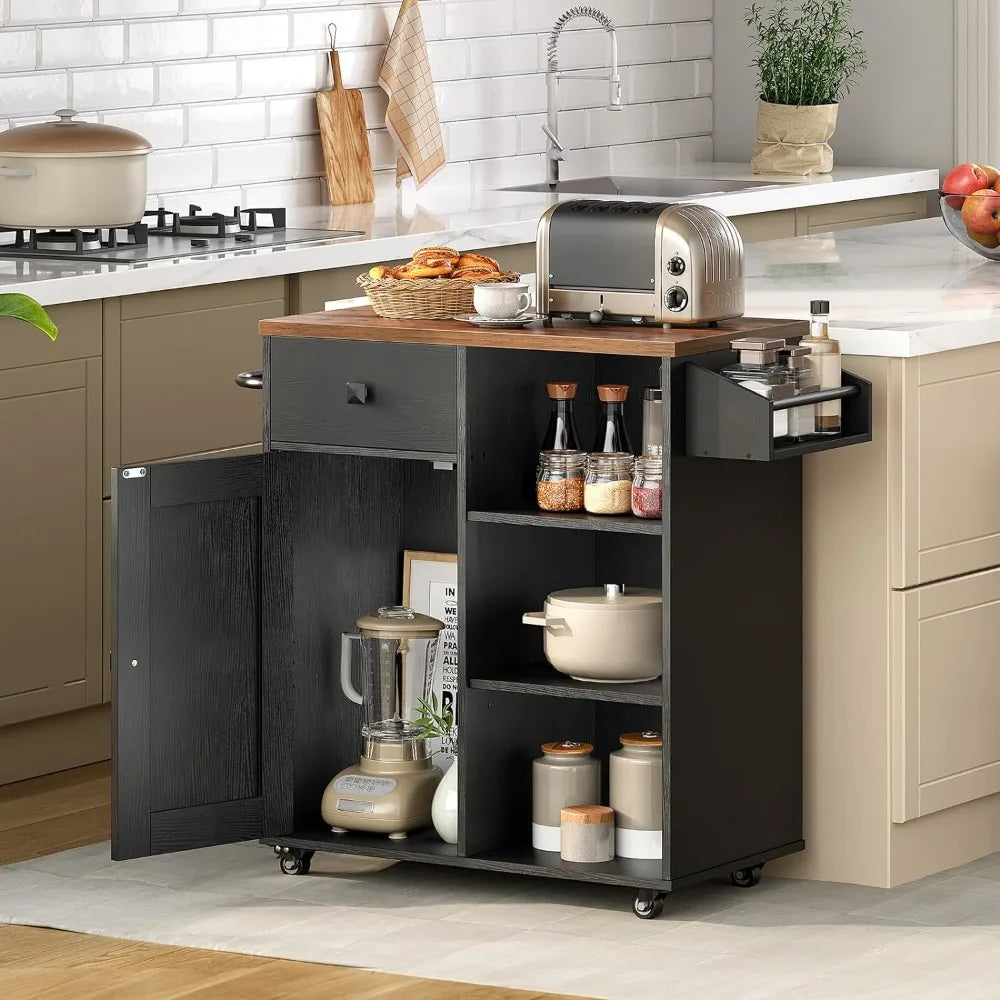 Kitchen Island, Storage Cabinet with Drawer, Kitchen Cart with Spice and Towel Rack, Saving Space, Easy Assembly