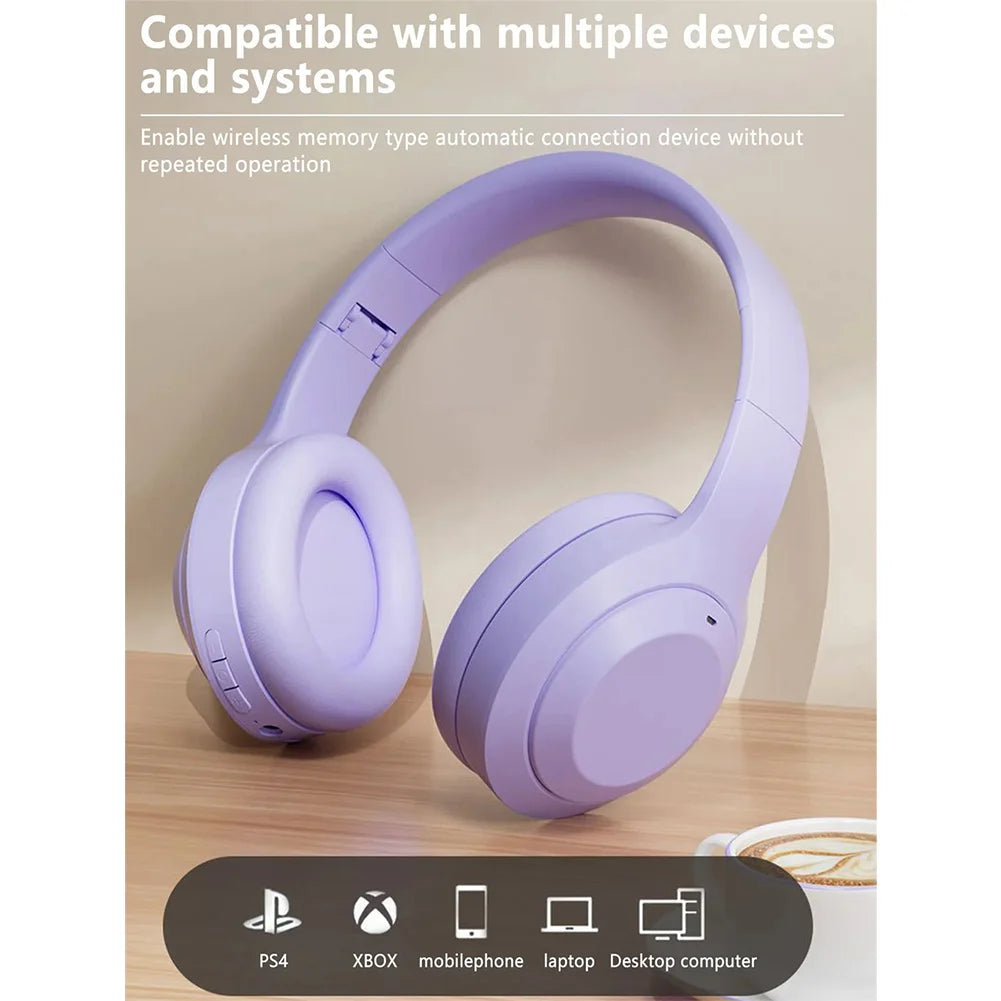 Wireless On-Ear Headphones V5.3 Hands-Free Calling Gaming Headphones Foldable Headset Compatible For Ios Android Phones