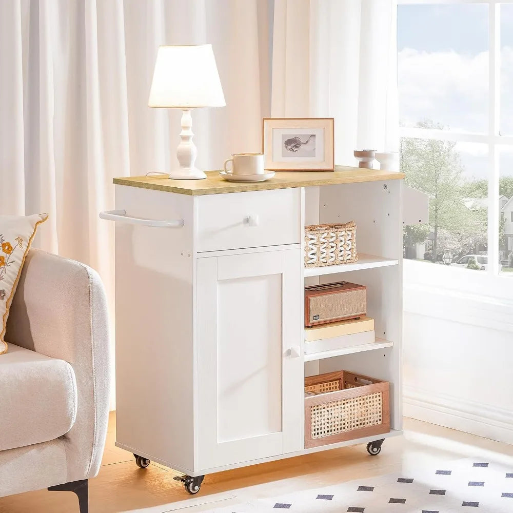 Kitchen Island, Storage Cabinet with Drawer, Kitchen Cart with Spice and Towel Rack, Saving Space, Easy Assembly