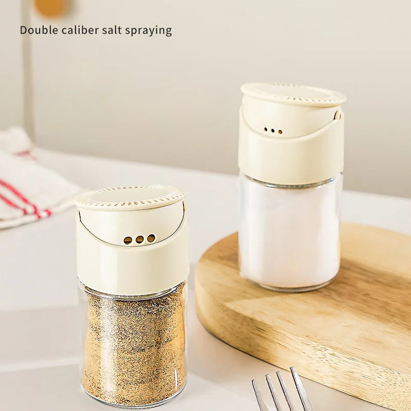 Kitchen Household Seasoning Salt Bottles Dual Caliber Solid Seasoning Jar Cumin Pepper Sugar Spice Glass Bottle Cooking Tools