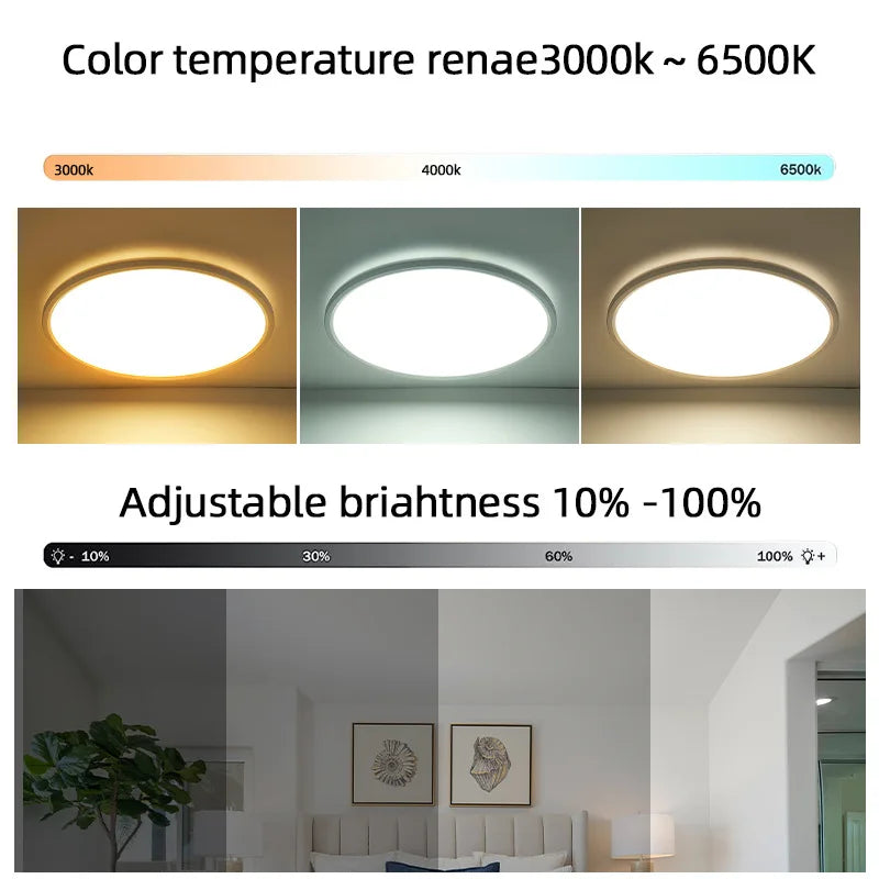 Ceiling Chandelier LED Backlight Night Light Living Room Bedroom Simple Three Color Remote Control Dimming and Color Matching