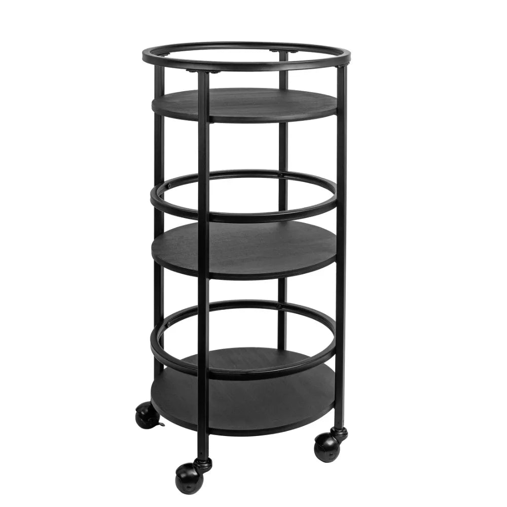 32" Premium 3-Tier Kitchen Storage Cart, Rotating Design, Maximize Space, Sleek Black Finish - Perfect for Organized Cooking