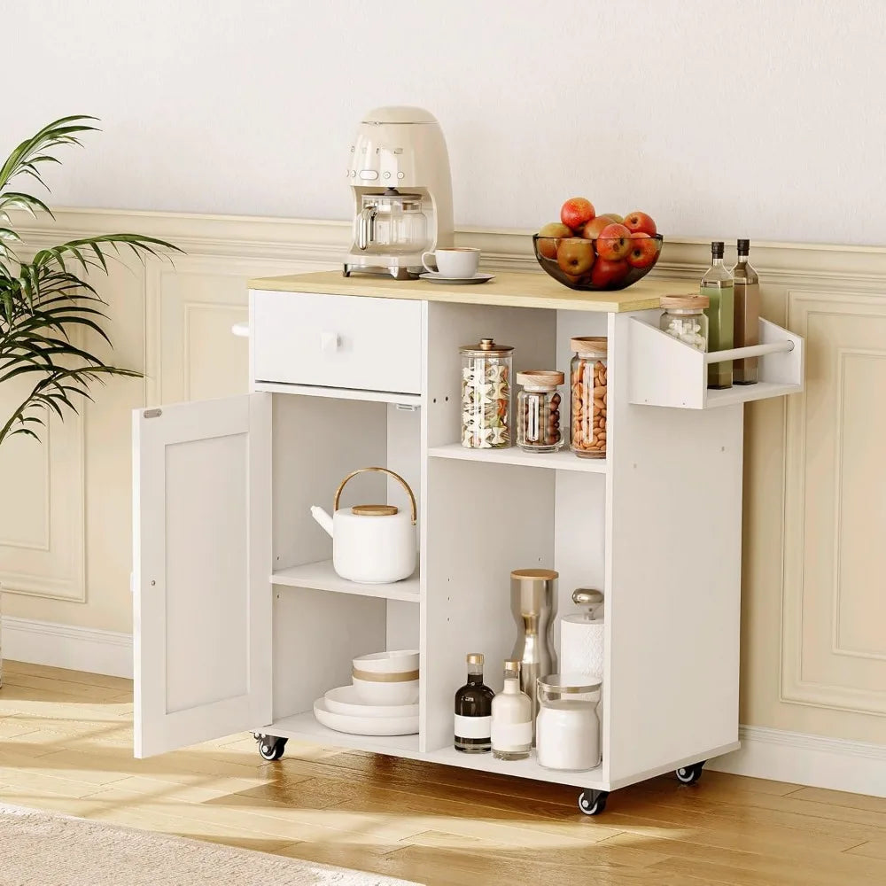 Kitchen Island, Storage Cabinet with Drawer, Kitchen Cart with Spice and Towel Rack, Saving Space, Easy Assembly