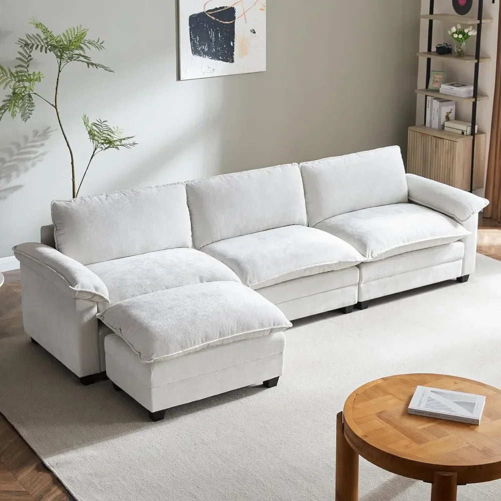 L Shaped Sectional Couch for Living Room with Ottoman