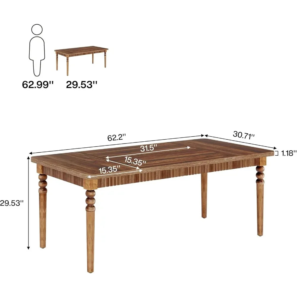 63-Inch Writing Desk with Solid Wood Turned Legs for Home Office, Workstation Business, Large Executive Computer Desk