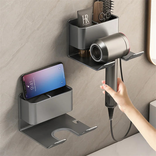 Hair Dryer Holder Wall Mounted Dryer Cradle Straightener Stand Hairdryer Organizer Toilet Blower Holder Shelf Bathroom Shelves