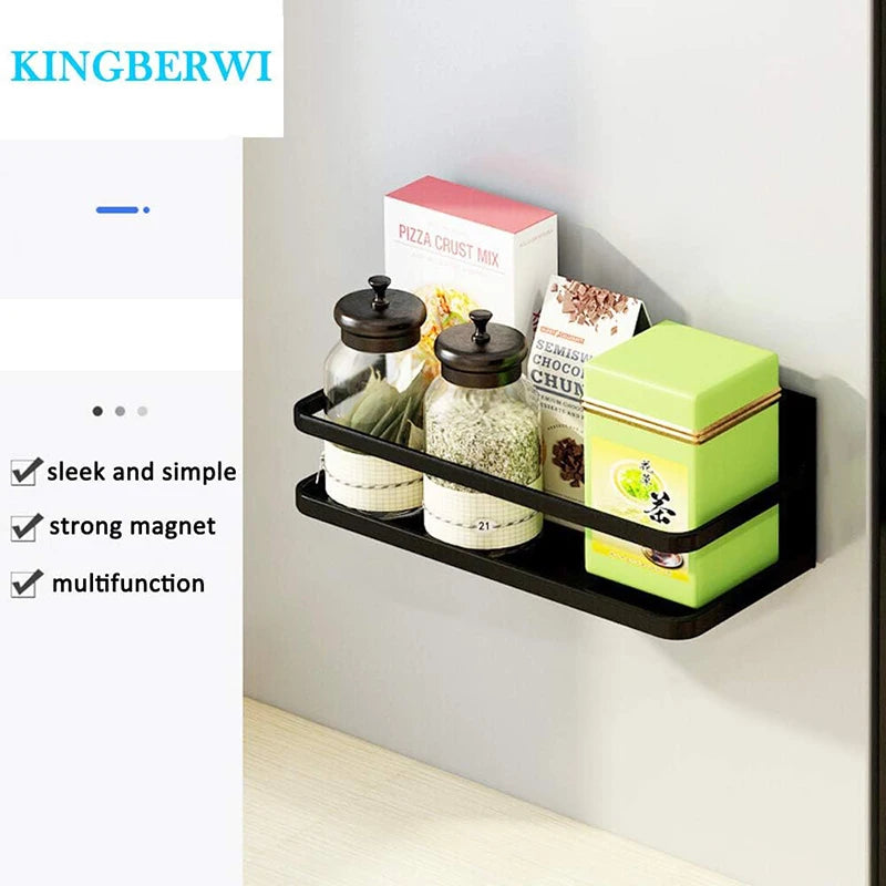 Magnetic Spice Rack Organizer Refrigerator Spice Rack Single Tier Fridge Spice Storage Shelf Kitchen Space Saver