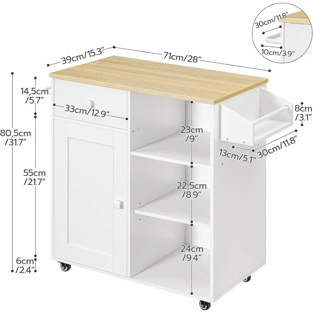 Kitchen Island, Storage Cabinet with Drawer, Kitchen Cart with Spice and Towel Rack, Saving Space, Easy Assembly