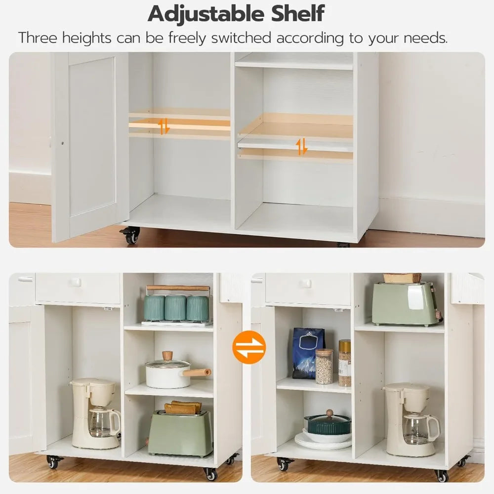 Kitchen Island, Storage Cabinet with Drawer, Kitchen Cart with Spice and Towel Rack, Saving Space, Easy Assembly