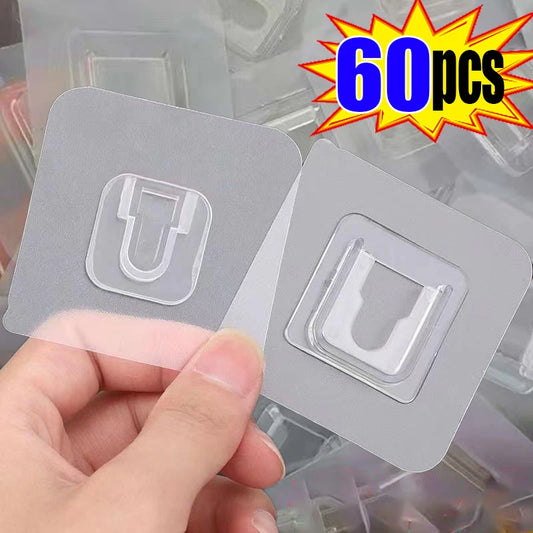 Self Adhesive Wall Hooks Transparent Double-Sided Hook for Kitchen Bathroom Storage Hanger Plug Sucker Holder Home Organizer