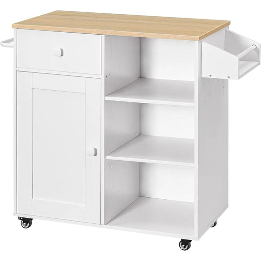 Kitchen Island, Storage Cabinet with Drawer, Kitchen Cart with Spice and Towel Rack, Saving Space, Easy Assembly