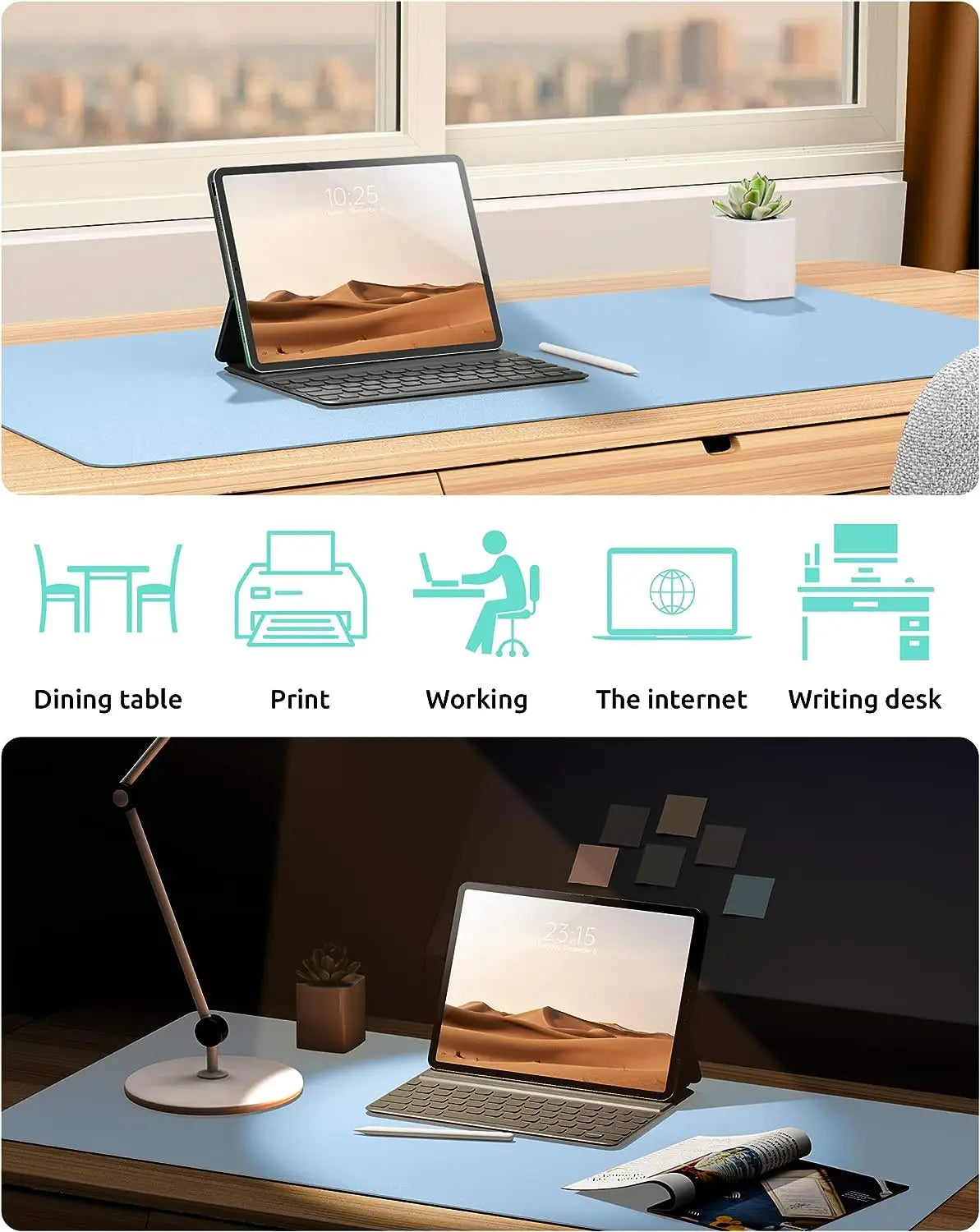 Office Desk Mat,Non-Slip PU Leather Desk Blotter, Computer Desk Pad, Waterproof Desk Writing Pad for Office and Home 60cm x 35cm