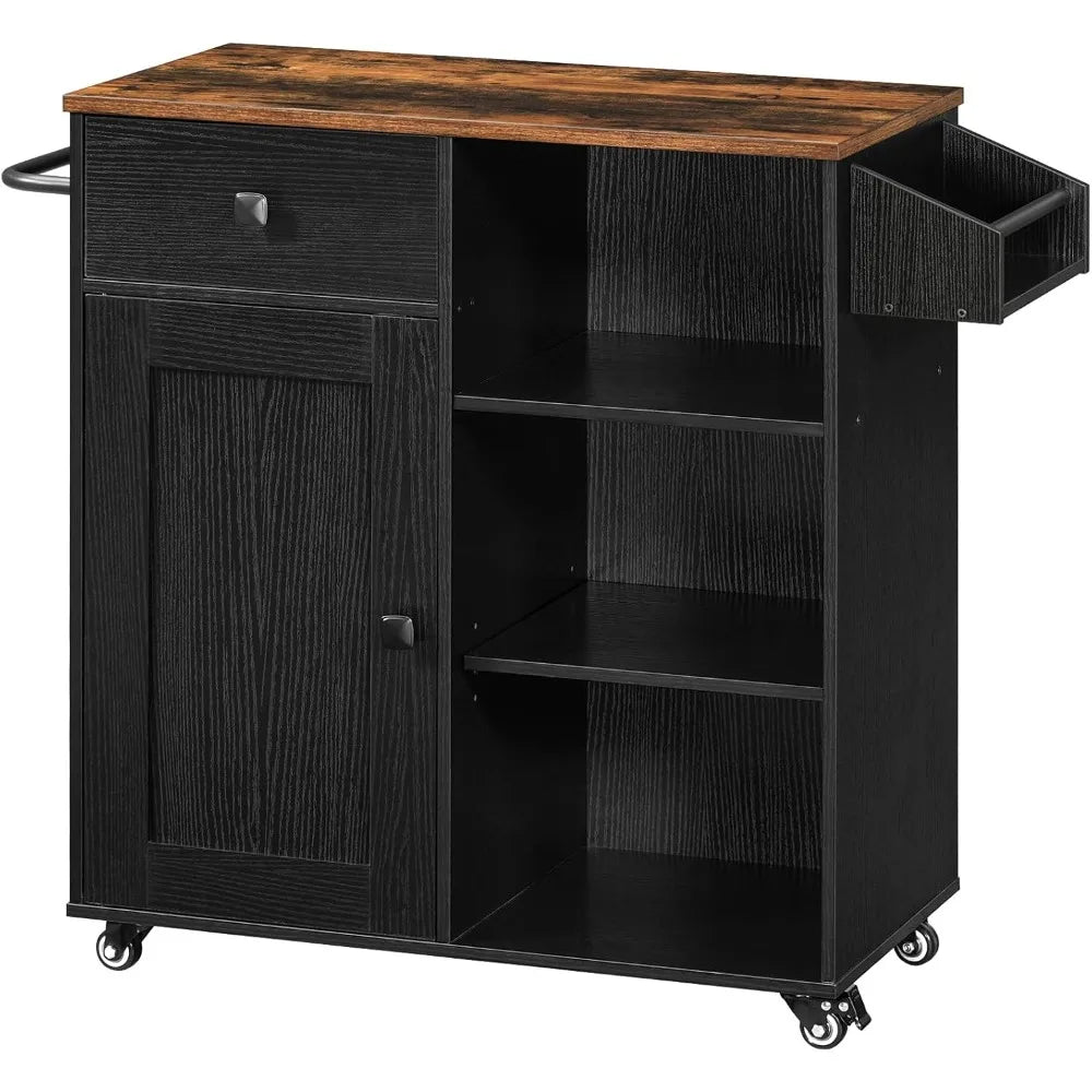 Kitchen Island, Storage Cabinet with Drawer, Kitchen Cart with Spice and Towel Rack, Saving Space, Easy Assembly