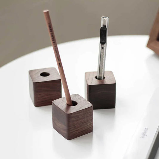 Multifunction Creative Wooden Pen Holder Office Desktop Storage Minimalist Ornaments Supplies Storage Box Toothbrush Holder