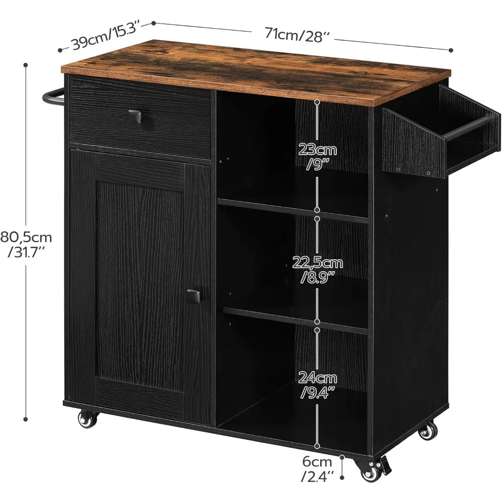 Kitchen Island, Storage Cabinet with Drawer, Kitchen Cart with Spice and Towel Rack, Saving Space, Easy Assembly